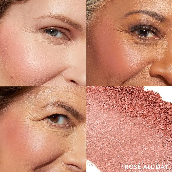 LAURA GELLER NEW YORK Baked Blush-n-Brighten for Mature Skin - 12 Rosé All Day - Powder Blush Won't Settle into Fine Lines - Buildable Natural Finish – Longlasting Formula - Made in Italy