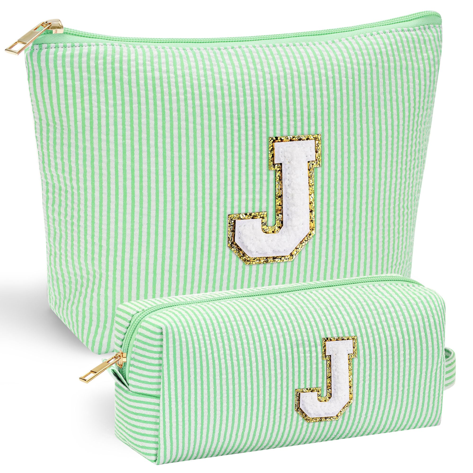 YOOLIFE Cute Makeup Bag for Girls Women - Teenager Girl Gift Ideas | Initial Make Up Bag | Personalized Gifts for Women Friends | Skin Care Bag | Mothers Day Gifts | Tween Girls Trendy Stuff J
