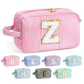 YOOLIFE Travel Makeup Bag for Women - Initial Cosmetic Bag Toiletry Pouch Make Up Case for Women Friend Sister Teacher, Personalized Birthday Gifts for Women, Pink Z