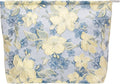 Flat Makeup Bag for Women,Zipper Cosmetic Pouch for Purse,Brocade Blue