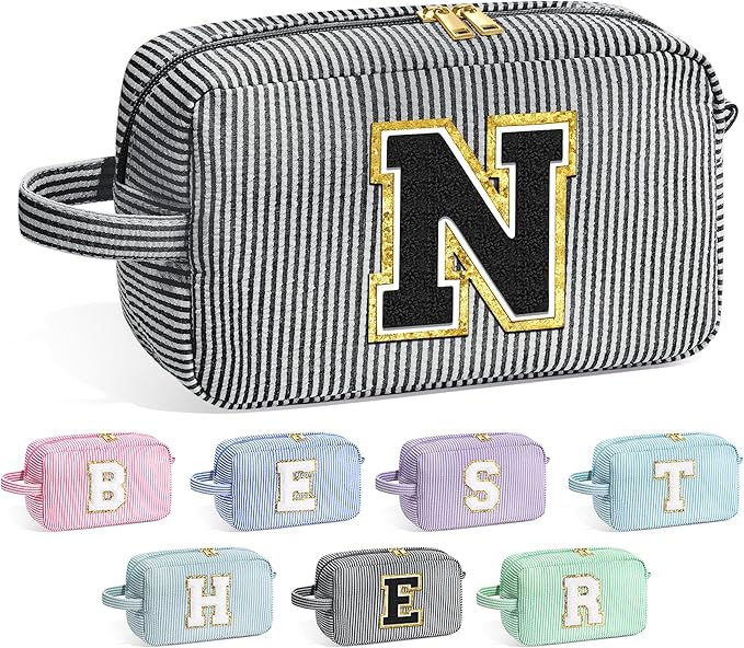 YOOLIFE Gifts for Grandma - Personalized Birthday Gifts for Grandma, Initial Makeup Bag, Monogram Make Up Bag for Women N