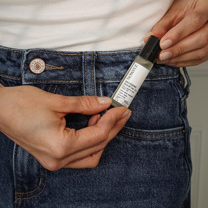 NOWFUL Anchoring Essential Oil Roll-On for Focus, Energy & Stress Relief - Awaken Senses with Pure Peppermint, Eucalyptus, Lemon & Rosemary Essential Oil Blend | Amplify Mood and Mental Clarity - 10ml