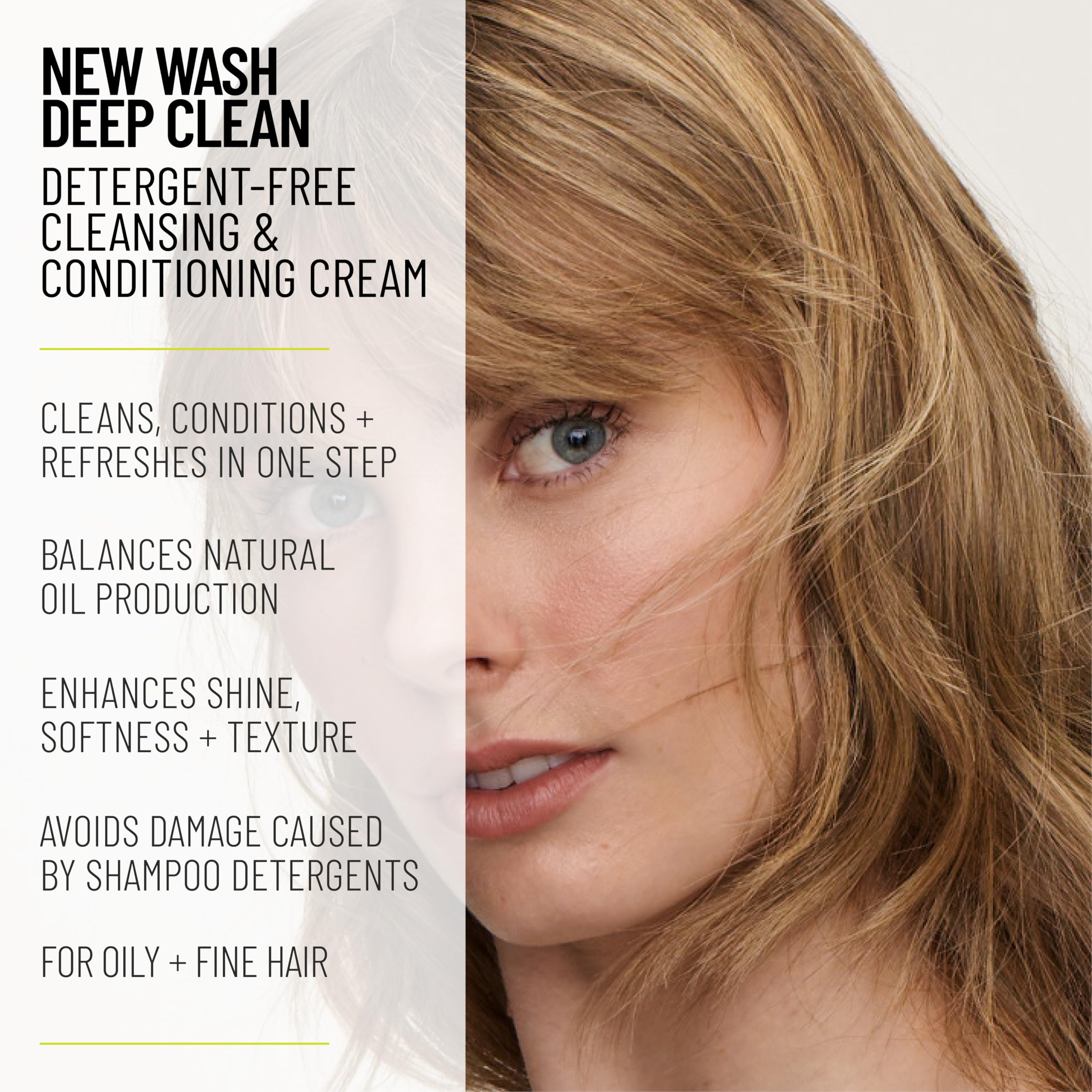 Hairstory New Wash Deep Clean – Detergent Free Shampoo for Oily Fine Hair, Sulfate Free Volumizing Cleansing Cream, Shampoo and Conditioner Alternative, 8 Fl Oz Refillable Bottle