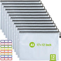 12PCS Mesh Zipper Pouch Bags: A3 Clear Zipper Pouches for Classroom, Black