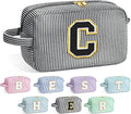 YOOLIFE Birthday Gifts for 6 7 8 9 10 11 12 13 14 15 Year Old Teen Girl - Initial Makeup Bag Letter Toiletry Pouch Cosmetic Case, Personalized Teen Girl Gifts Trendy Stuff, Black C