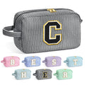 YOOLIFE Birthday Gifts for 6 7 8 9 10 11 12 13 14 15 Year Old Teen Girl - Initial Makeup Bag Letter Toiletry Pouch Cosmetic Case, Personalized Teen Girl Gifts Trendy Stuff, Black C