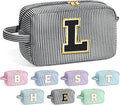 YOOLIFE Birthday Gifts for 6 7 8 9 10 11 12 13 14 15 Year Old Teen Girl - Initial Makeup Bag Letter Toiletry Pouch Cosmetic Case, Personalized Teen Girl Gifts Trendy Stuff Party Favor, Black L