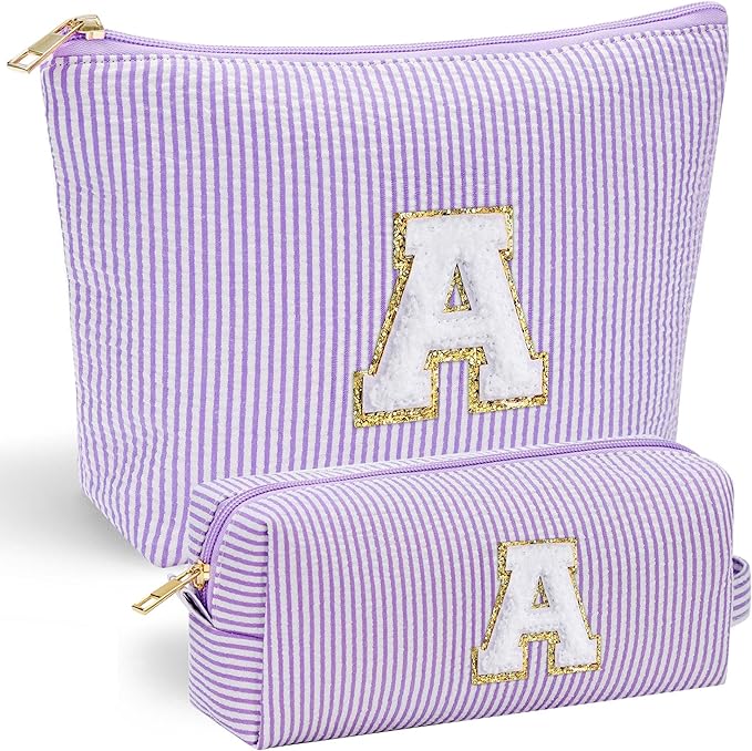 YOOLIFE 10 11 12 13 Year Old Girl Gift Travel Initial Makeup Bag Purple A