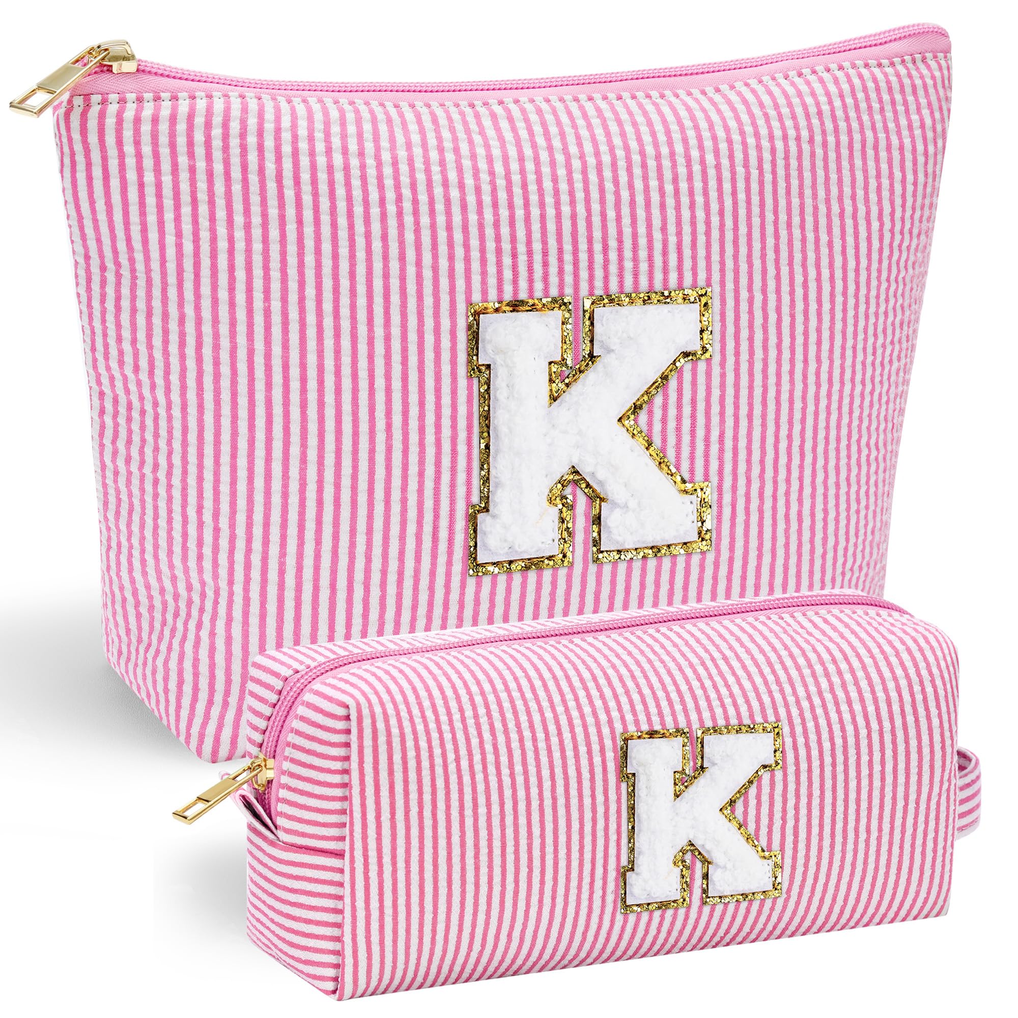 YOOLIFE Birthday Gifts for Women Kids Teen Girls Birthday Gifts for 6 7 8 9 10 11 12 13 Year Old Girls Initial Birthday Gift Makeup Bag for Girl Daughter Sister Teacher Friend Girlfriend Pink K