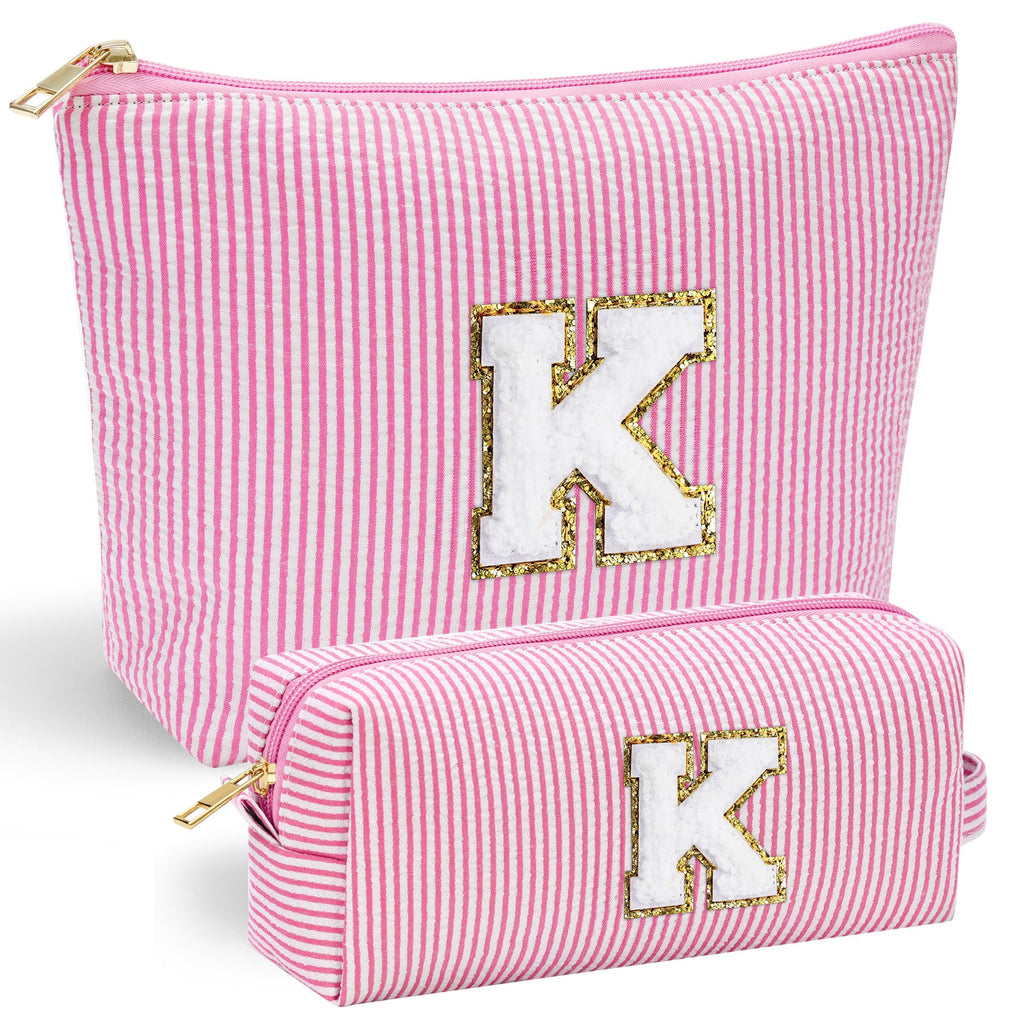 YOOLIFE Birthday Gifts for Women Kids Teen Girls Birthday Gifts for 6 7 8 9 10 11 12 13 Year Old Girls Initial Birthday Gift Makeup Bag for Girl Daughter Sister Teacher Friend Girlfriend Pink K