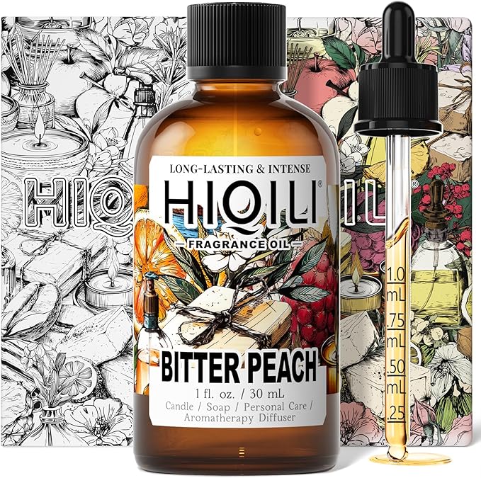 HIQILI Bitter Peach Fragrance Oil - for Candle, Soap & Sachets Bag Making, Inspired by T-F.rd Bitter-P.ch, for Home Diffuser, Add to Air Fresheners Spray - 1 Fl Oz