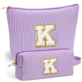 Fohufo Travel Toiletry Bag Set for Women - Travel Essentials, Initial Travel Makeup Bag Organizer Small Cosmetic Bag for Purse Purple Stuff Gifts for Women Mom Girlfriend Teacher, Purple Letter K