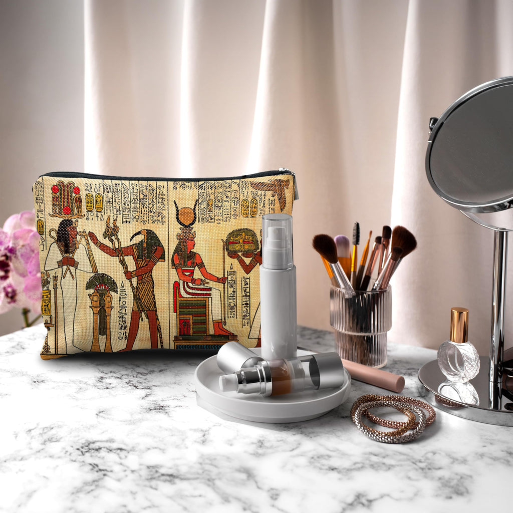 Nogrit Egyptian Gifts Makeup Cosmetic Bag Ancient Egypt Mythology Pharaoh God Hieroglyphs Makeup Travel Toiletry Bag,Gift for Egypt Lover Egyptian Decor