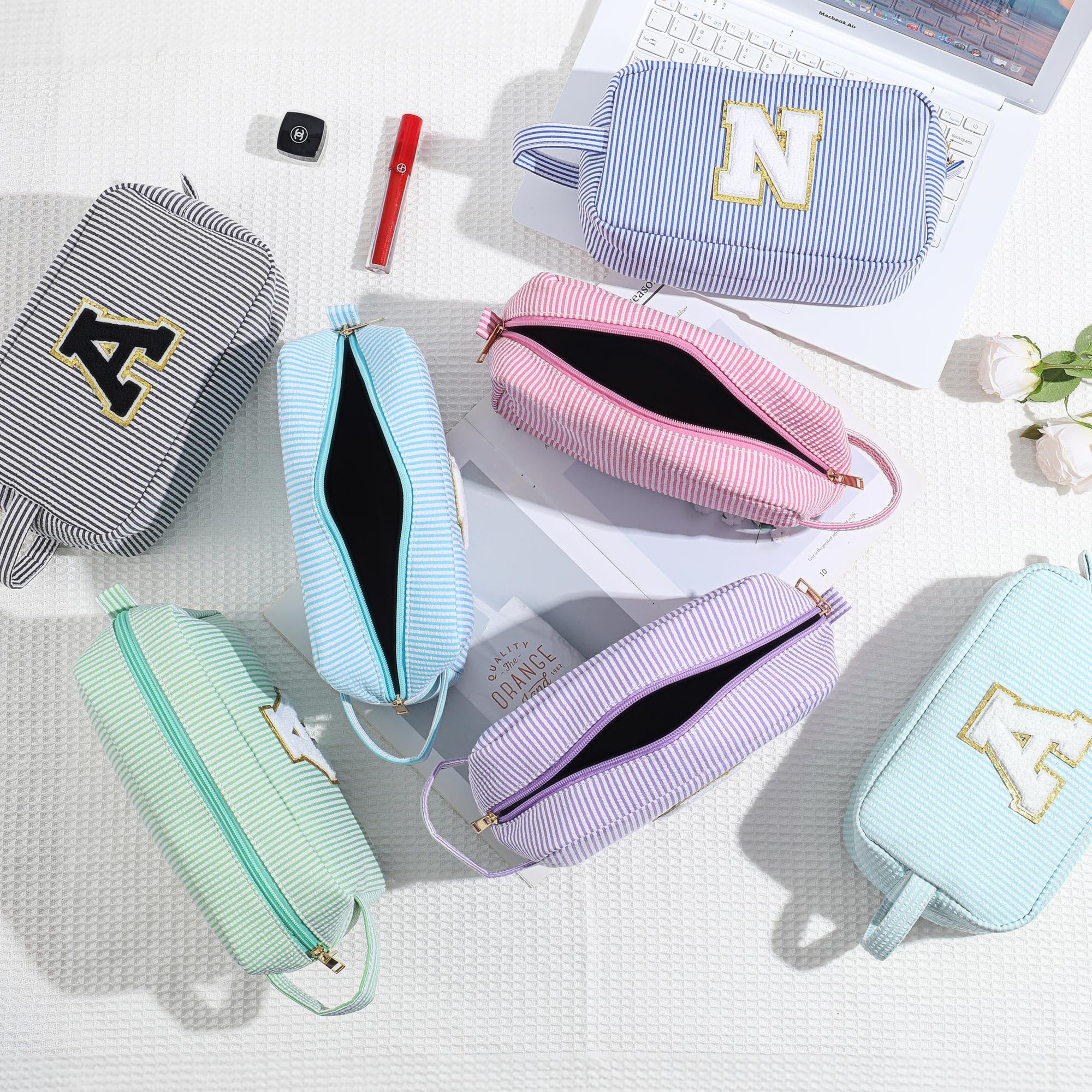 YOOLIFE Birthday Gifts for 6 7 8 9 10 11 12 13 14 15 Year Old Teen Girl - Initial Makeup Bag Letter Toiletry Pouch Cosmetic Case, Personalized Teen Girl Gifts Trendy Stuff Party Favor, Purple S
