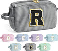 YOOLIFE Birthday Gifts for 6 7 8 9 10 11 12 13 14 15 Year Old Teen Girl - Initial Makeup Bag Letter Toiletry Pouch Cosmetic Case, Personalized Teen Girl Gifts Trendy Stuff Party Favor, Black R