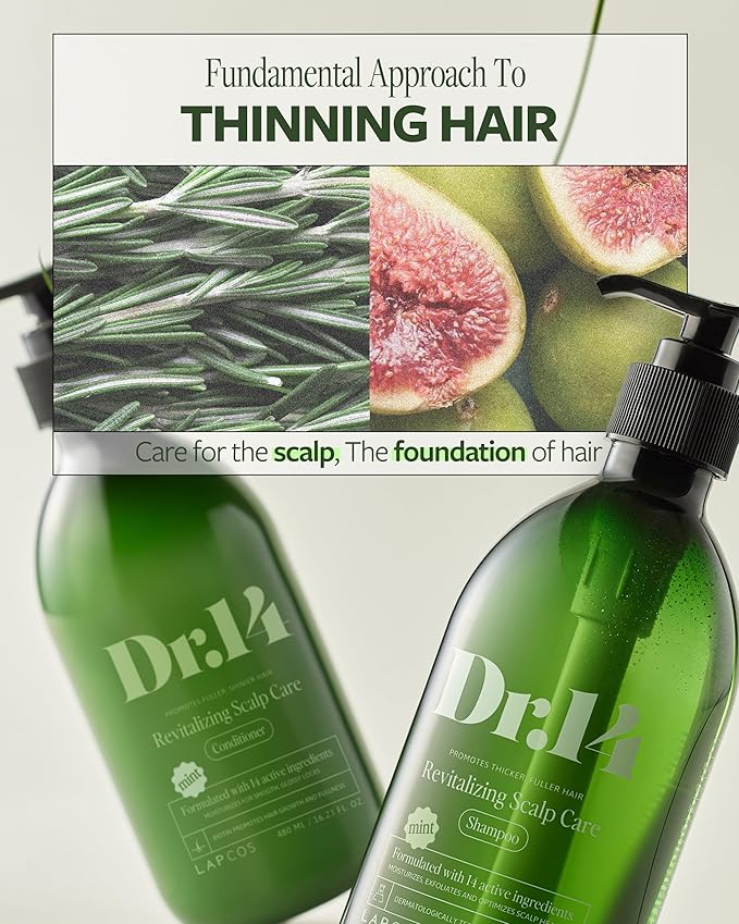 LAPCOS K Beauty DR.14 Revitalizing Scalp Care Shampoo - Clarifying & Hydrating Shampoo for Thicker Strands & Buildup Control with Biotin, Collagen & Botanical Oils -Korean Hair Care 16.23 fl oz