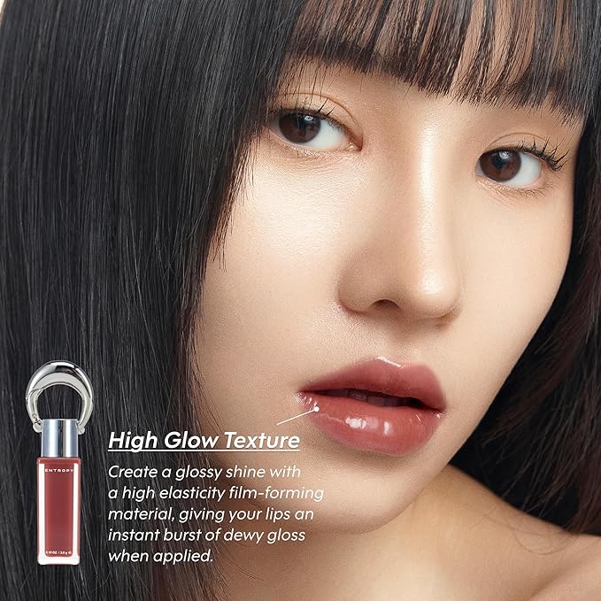 ENTROPY Makeup 2-in-1 Charm Shiny Glowy Lip & Cheek Gloss Tint Keychain, High Pigment Long Lasting Lip Color & Plumping Gloss, C7 Spinel Charm