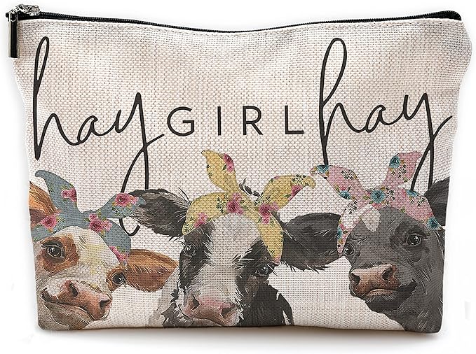 NEGIGA Cow Gifts,Western Makeup Bag,Cow Makeup Bag,Cow Print Stuff,Makeup Bags For Women