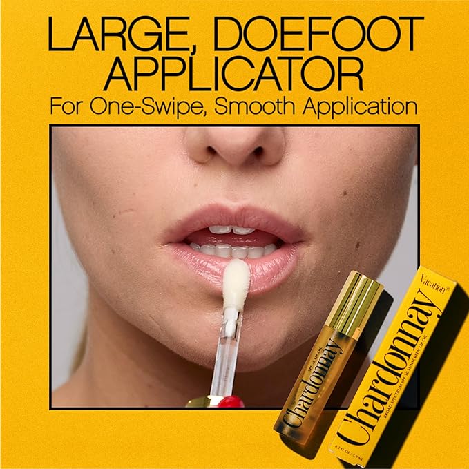 Vacation Chardonnay Lip Oil SPF 30, 0.2 Fluid Ounces - Hydrating SPF Lip Balm, Caramel Vanilla Flavor, Plumping Gloss, Sunscreen, Non-Sticky
