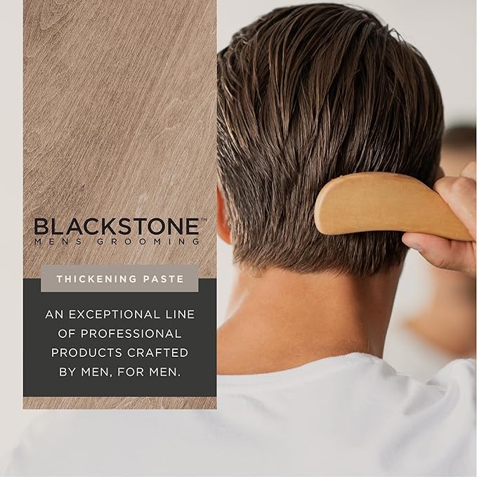 Blackstone Men's Grooming Thickening Fiber Paste Gel for Hair Styling - Adds Volume with Pliable Hold & Matte Finish | Paraben Free, Sandalwood (4 oz)