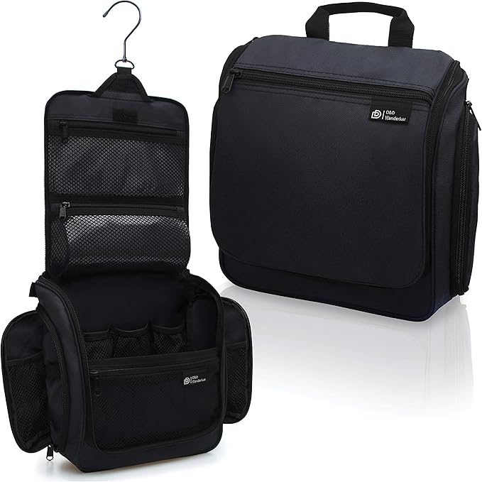 DD D&D Wanderlust D&D Hanging Travel Toiletry Bag for Men and Women – Cosmetics, Makeup and Toiletries Organizer Kit with 10 Compartments, YKK Zippers, XXL Metal Swivel Hook, Water-Resistant Nylon