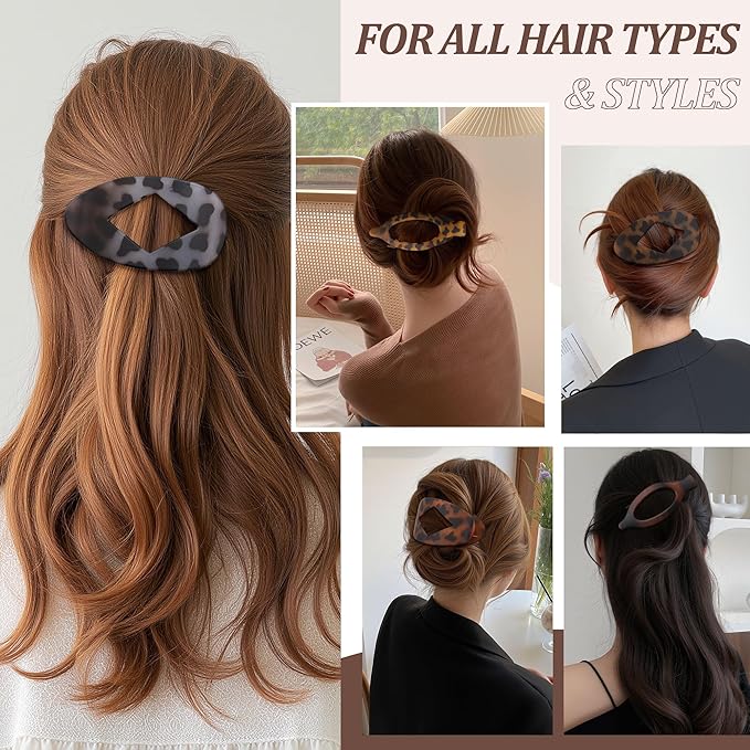Lourny 6PCS Flat Claw Clips for Women French Flat Hair Clips for Thin Hair
