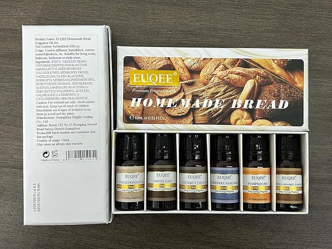 EUQEE 6PCS Premium Fragrance Oils for Homemade Bread for Candle Making