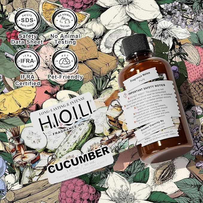 HIQILI Cucumber Fragrance Oil for Diffuser, Soap & Candle Making - 1 Fl Oz