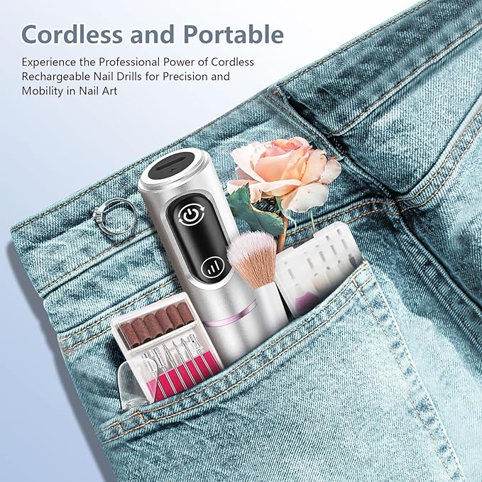 TUOBEO Cordless Nail Drill, Rechargeable Electric Nail File, 11 Bits
