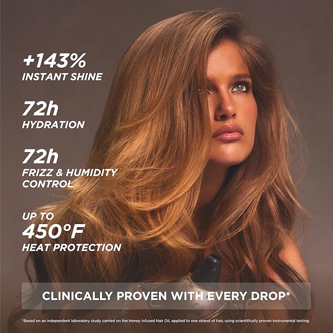 Gisou Honey Infused Hair Oil - Hydrating & Frizz Control Treatment with Mirsalehi Honey, Adds Shine & Heat Protectant for All Hair Types, 1.7 Fl Oz