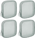 Sinzip 4 Pieces Mini Zipper Nylon Mesh Pouch, Mesh Cosmetic Bags Makeup Bags, Multipurpose Travel Toiletry Bags for Office Supplies and Travel Accessories (Grey, S)