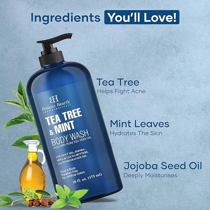 Botanic Hearth Tea Tree & Mint Body Wash With Fresh Scent- 16 fl oz