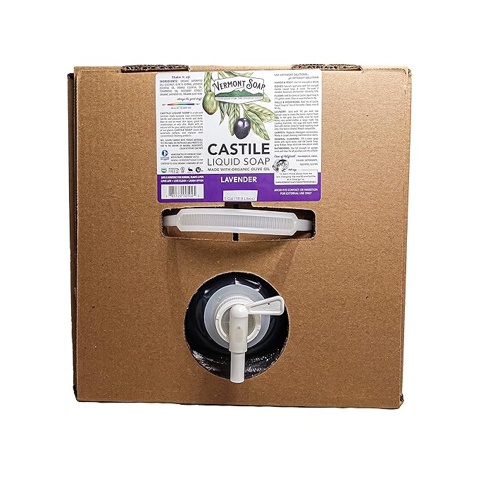 VERMONT SOAP Castile Soap Lavender, Organic Liquid Body Wash, 5 Gallon