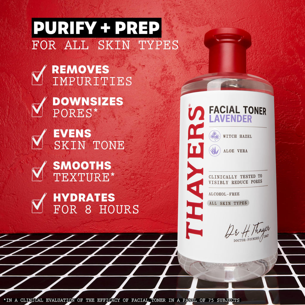 THAYERS Alcohol-Free, Hydrating Lavender Witch Hazel Facial Toner with Aloe Vera Formula, Vegan, Dermatologist Tested and Recommended, 12 Oz (Packaging May Vary)