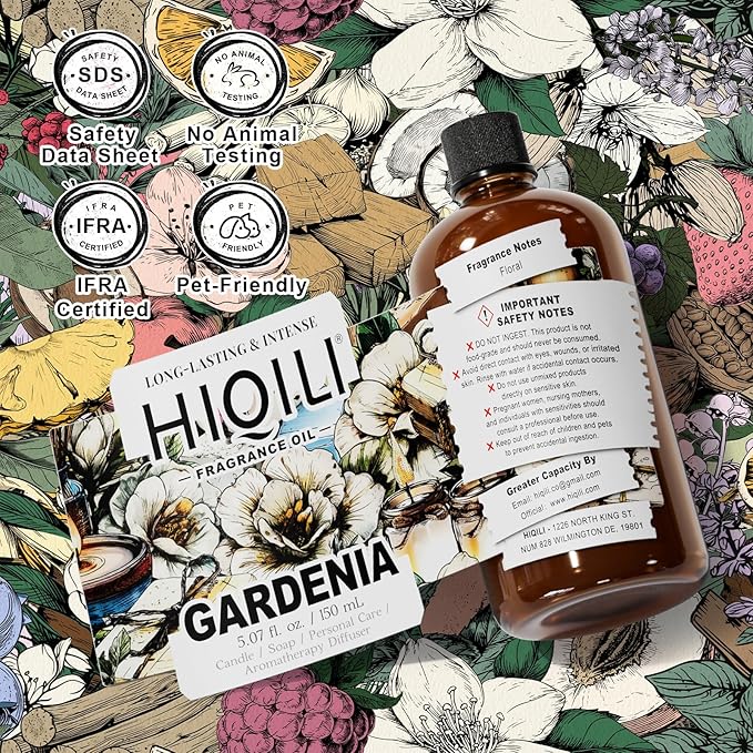 HIQILI Gardenia Fragrance Oil, DIY Women Perfume & Body Spray - 5.07 Fl Oz