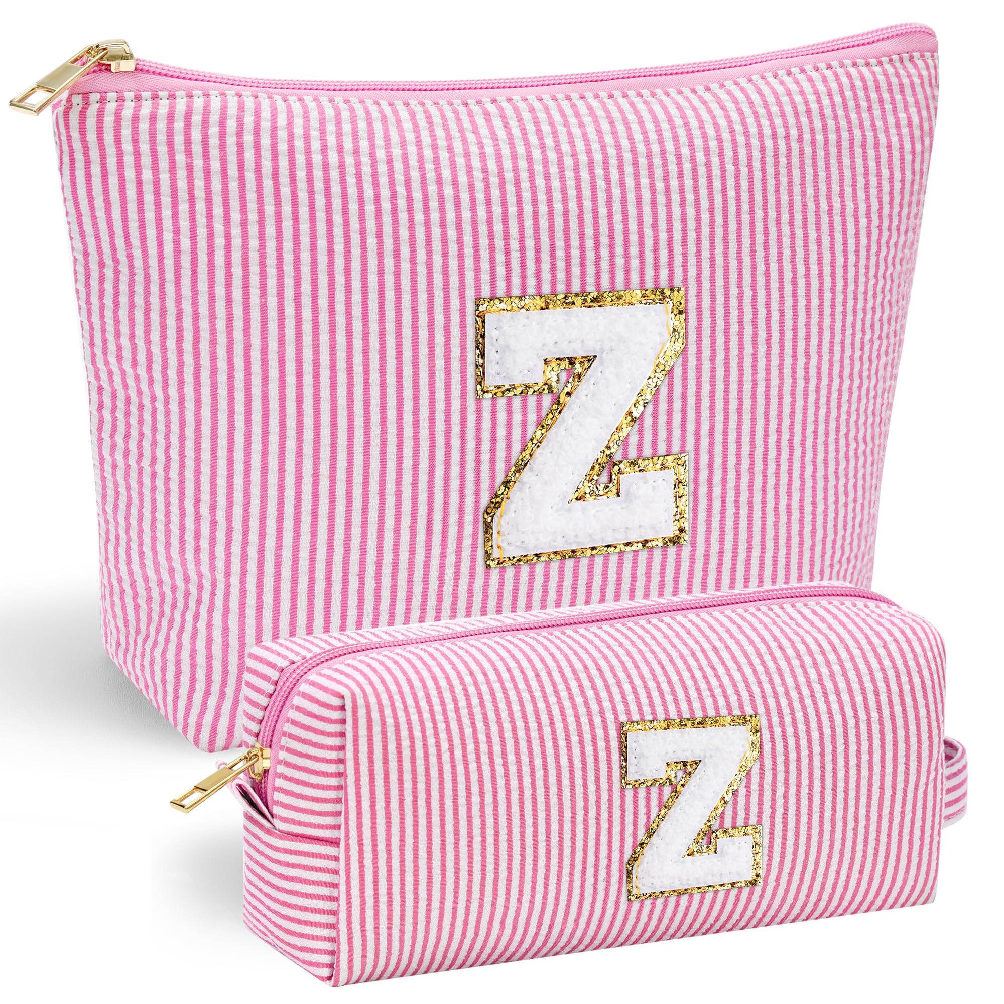 YOOLIFE Birthday Gifts for Women Girls - Personalized Initial Cute Pink Makeup Bags Cosmetic Bag Make Up Bag Toiletry Pouch Gift for Women Her Friend Mom Teacher Sister Teenager Female Bridesmaids Z