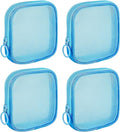 Sinzip 4 Pieces Mini Zipper Nylon Mesh Pouch, Mesh Cosmetic Bags Makeup Bags, Multipurpose Travel Toiletry Bags for Office Supplies and Travel Accessories (Blue, S)