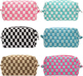 Checkered Makeup Bag for Purse, Small Cosmetic Pouch,Mix Color,6 Pack