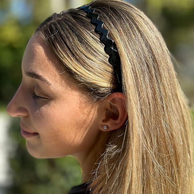 Camila Paris CP3295 French Headband for Women, Black, Strong Hold Grip Women's Hair Band, Ligth and Very Flexible, No Slip Durable Styling Girls Hair Accessories, Made in France