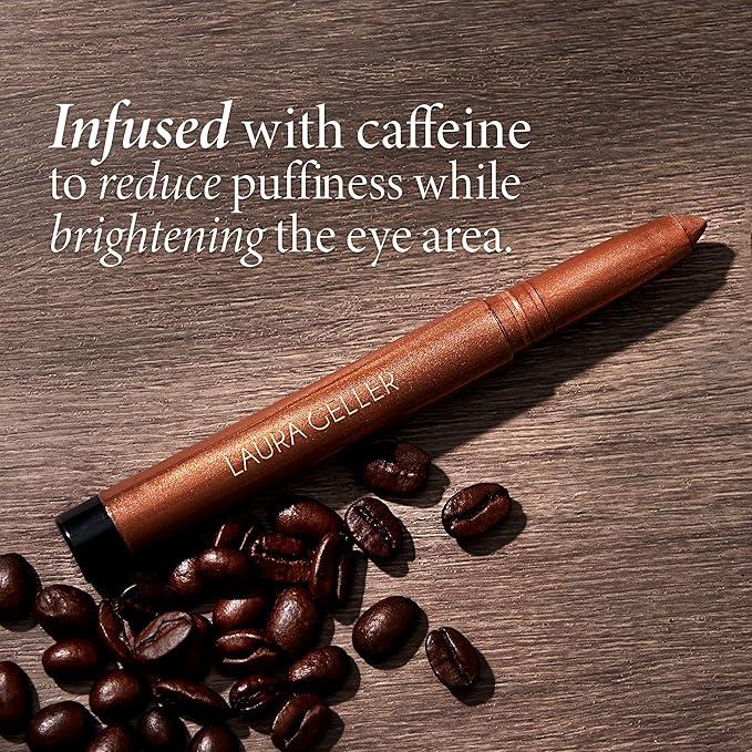 LAURA GELLER NEW YORK Kajal Longwear Kohl Eyeliner Pencil – Khaki – Smooth, Blendable Application, Long-Wearing, Non-Creasing – Infused with Caffeine & Vitamin E – Built-In Sharpener