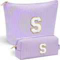 YOOLIFE Gifts for Girls Women - Initial Makeup Bag Cosmetic Bag Toiletry Pouch, Personalized Birthday Gifts for Women Girls Mom Daughter Sister Friends, Purple S