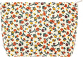 Flat Makeup Bag for Women,Zipper Cosmetic Pouch for Purse,Floral White