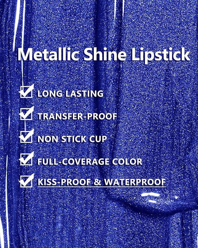 MAKI YIKA Blue Lipstick for Women Glitter Lipsticks Long Lasting Lipstick