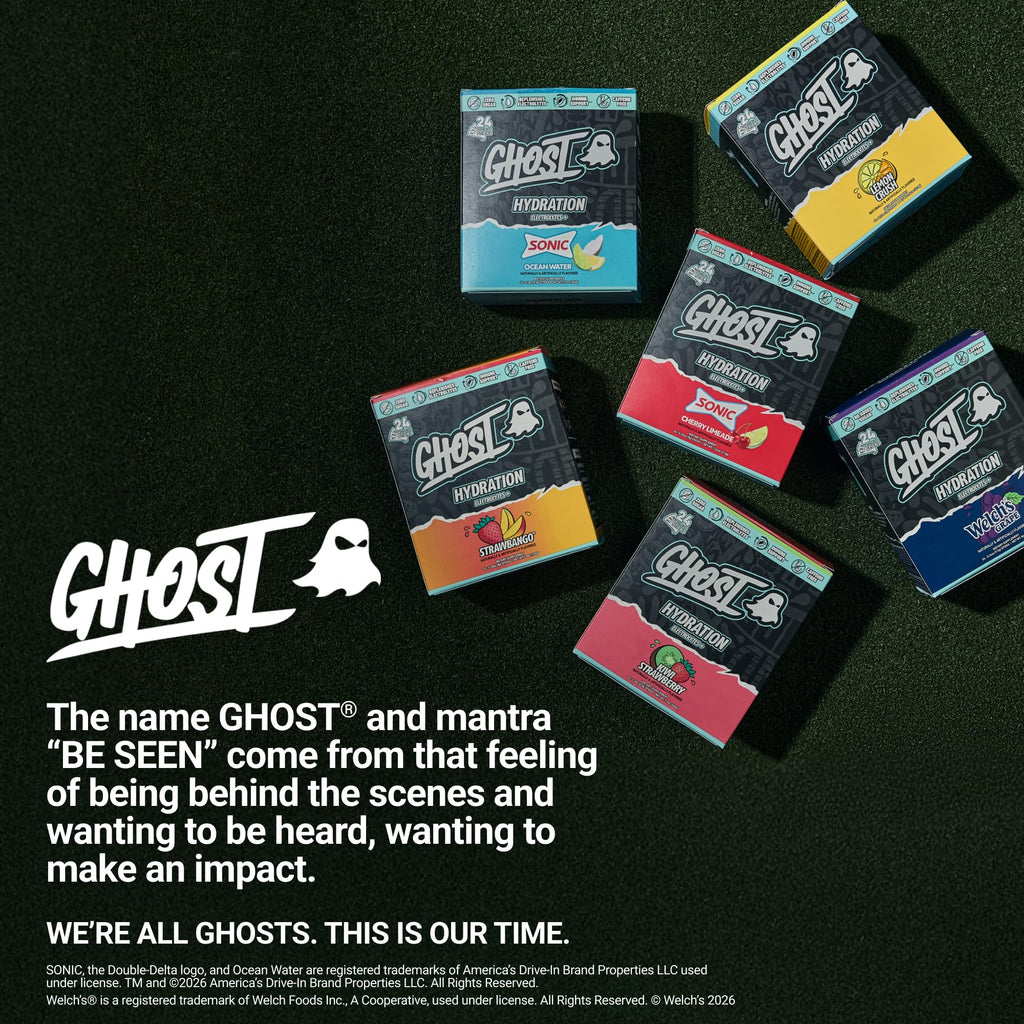 GHOST Hydration Sticks, 24 Electrolyte Powder Packets, Lemon Crush