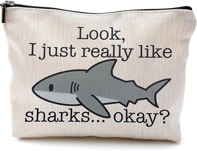 QGFM Shark Makeup Bag - Cosmetic Bags With Zipper, Gifts for Shark Lovers