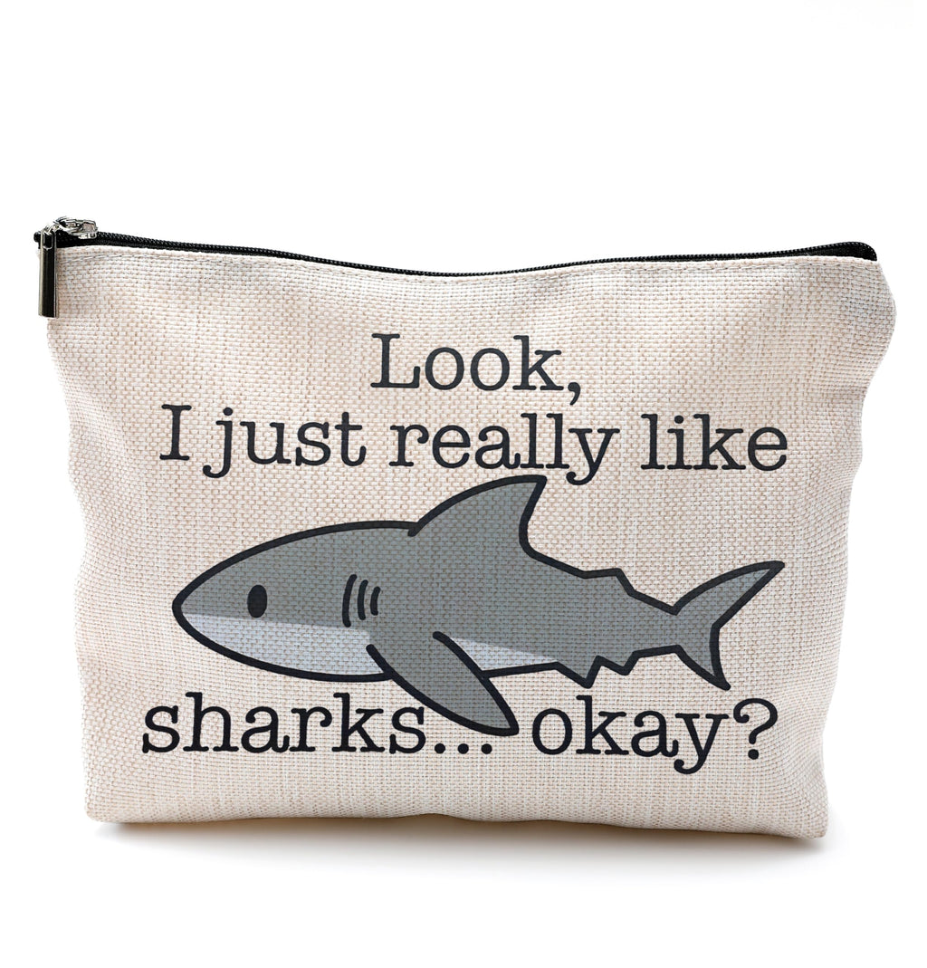 QGFM Funny Shark Ocean Themed Cosmetic Makeup Bags