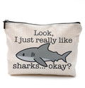 QGFM Funny Shark Ocean Themed Cosmetic Makeup Bags