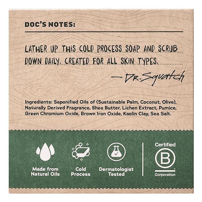 Dr. Squatch Natural Men’s Bar Soap - Cold Process Body Soap Bar with Natural Oils - Gifts for Men - Sierra Storm (5 oz, 3-Pack)