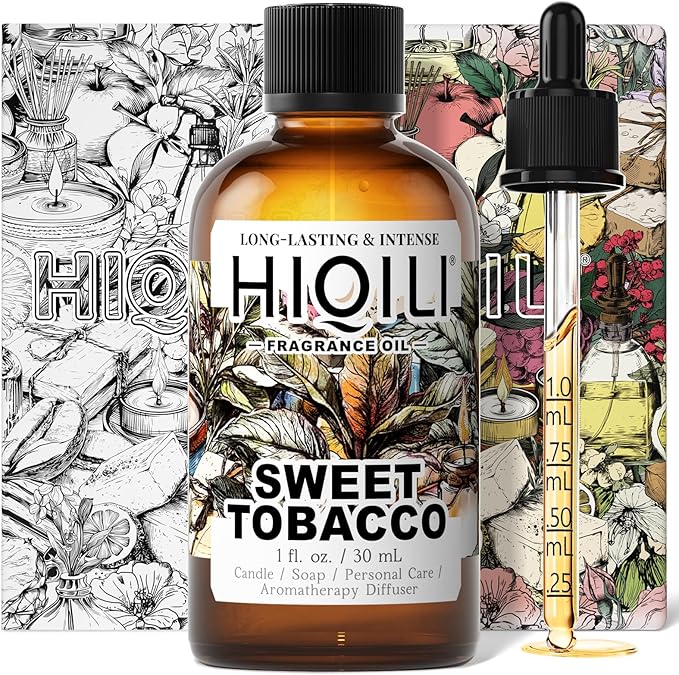 HIQILI Sweet Tobacco Fragrance Oil for Diffuser, Candle & Perfume Making