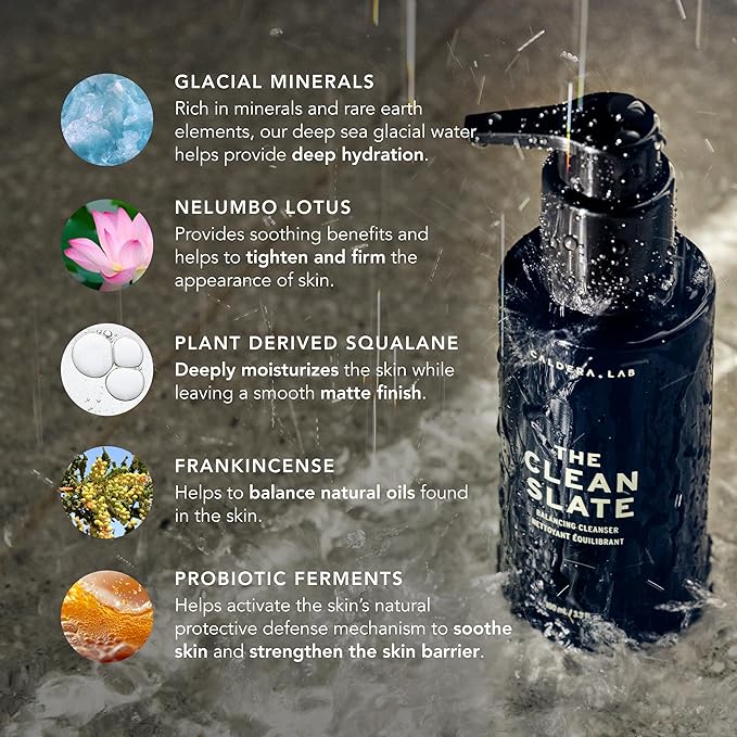 Caldera + Lab The Clean Slate | Men's Gentle Facial Cleanser, 3.3 Fl Oz